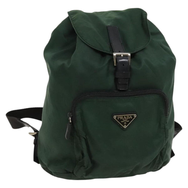 PRADA Backpack Nylon Khaki Silver Auth bs24794