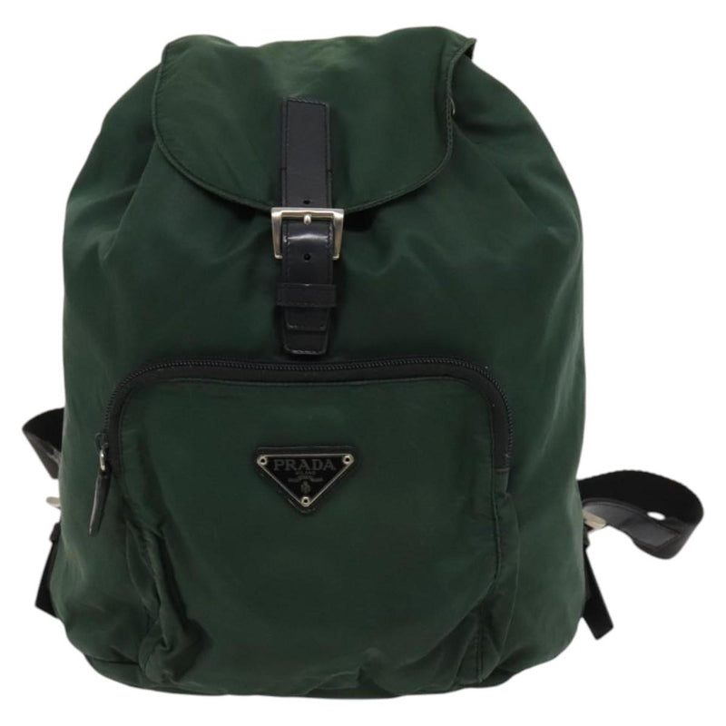 PRADA Backpack Nylon Khaki Silver Auth bs24794
