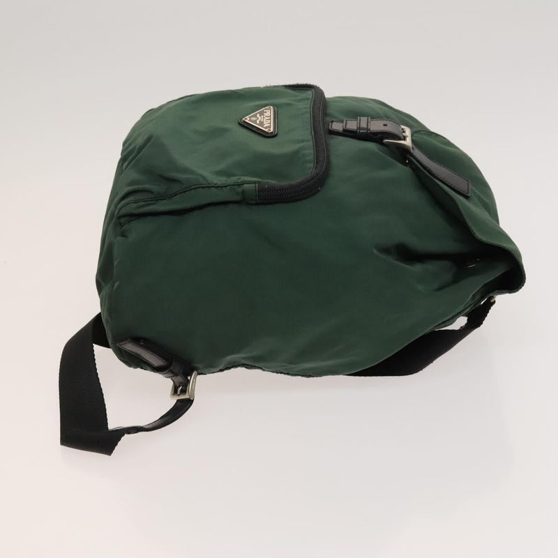 PRADA Backpack Nylon Khaki Silver Auth bs24794