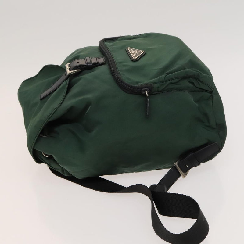 PRADA Backpack Nylon Khaki Silver Auth bs24794
