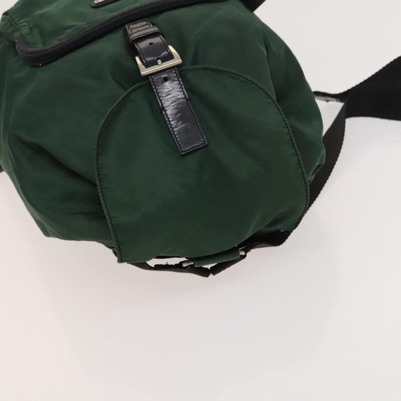 PRADA Backpack Nylon Khaki Silver Auth bs24794