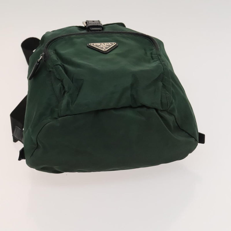 PRADA Backpack Nylon Khaki Silver Auth bs24794