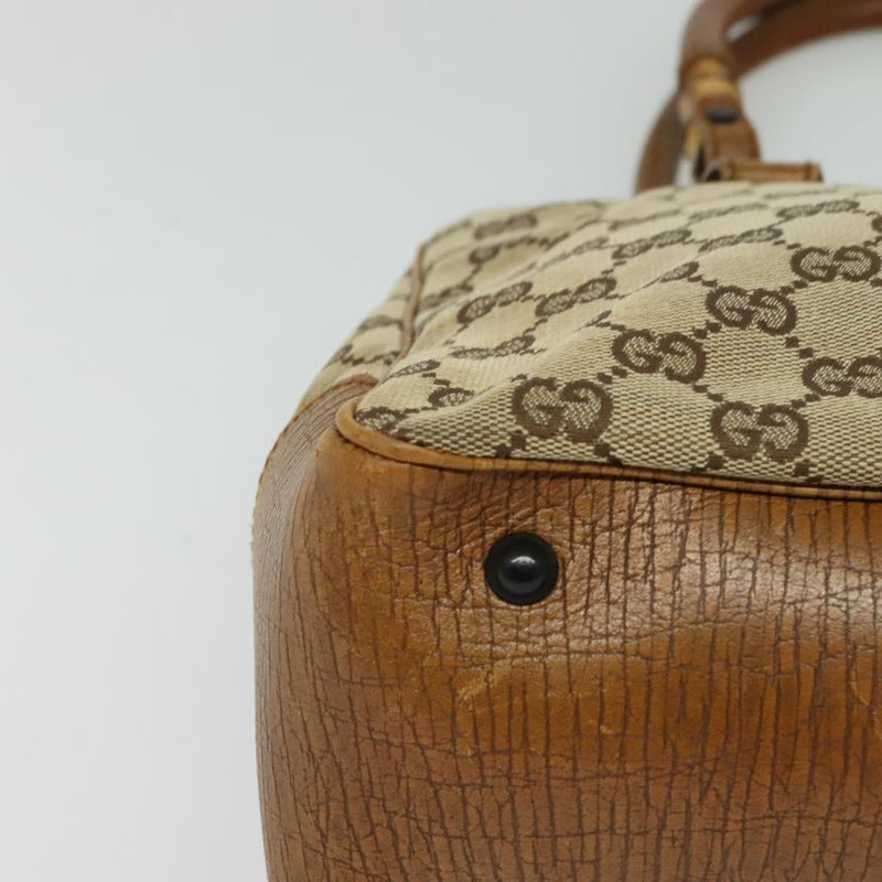 GUCCI GG Canvas Bamboo Tote Bag Beige 112526 Auth bs24804