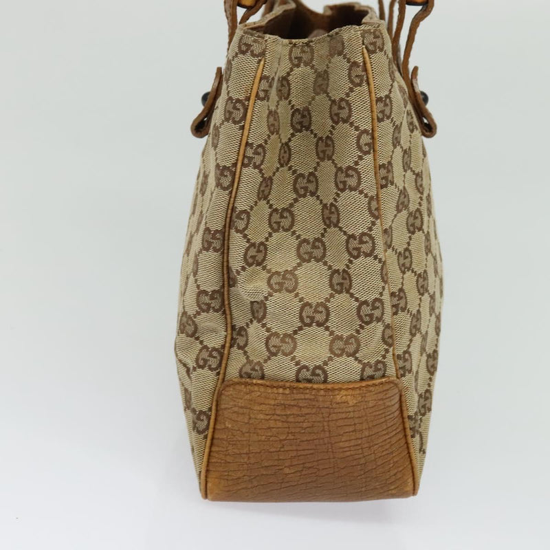 GUCCI GG Canvas Bamboo Tote Bag Beige 112526 Auth bs24804