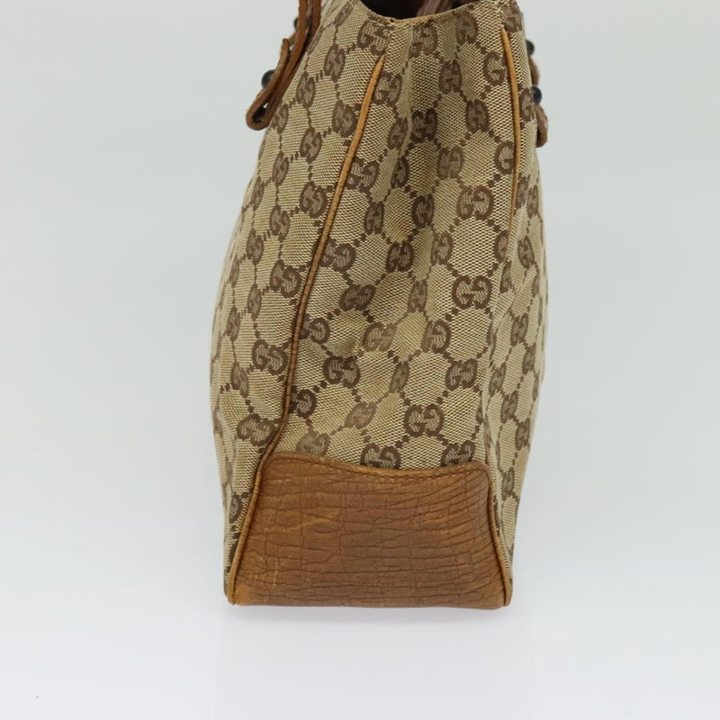 GUCCI GG Canvas Bamboo Tote Bag Beige 112526 Auth bs24804