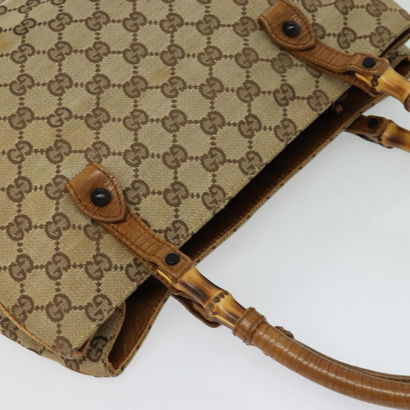 GUCCI GG Canvas Bamboo Tote Bag Beige 112526 Auth bs24804