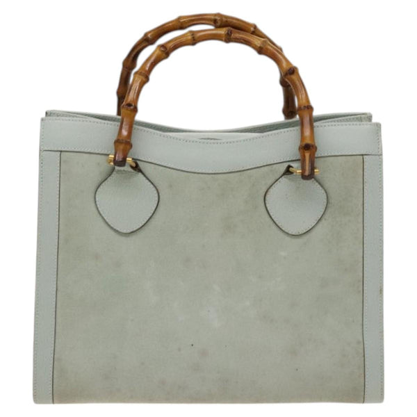 GUCCI Bamboo Hand Bag Suede Light Blue Gold 002 1186 0260 Auth bs24807