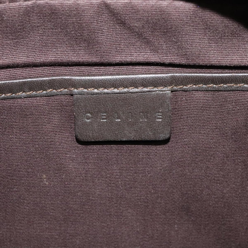 CELINE C Macadam Canvas Hand Bag Suede Brown Gold Auth bs24811