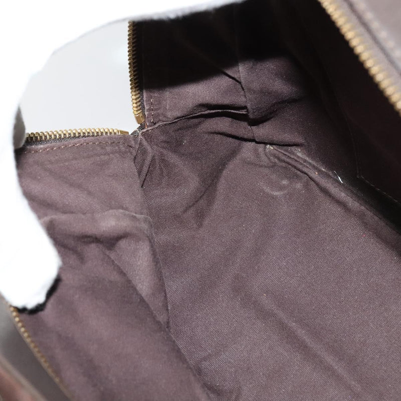 CELINE C Macadam Canvas Hand Bag Suede Brown Gold Auth bs24811