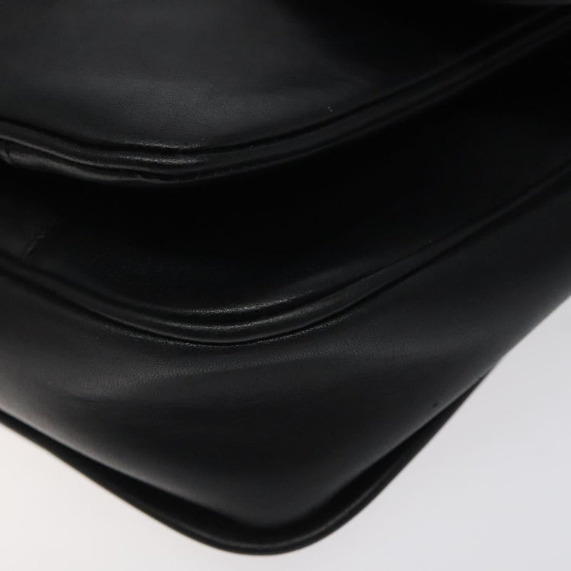 SAINT LAURENT Shoulder Bag Leather Black Auth bs24813