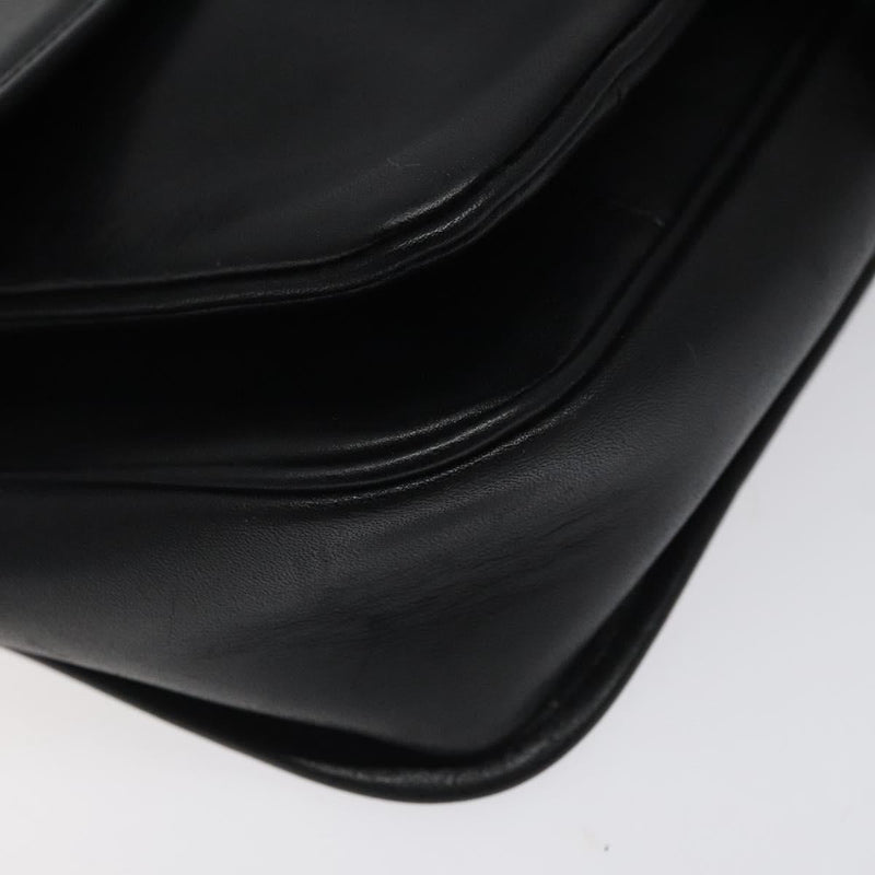 SAINT LAURENT Shoulder Bag Leather Black Auth bs24813