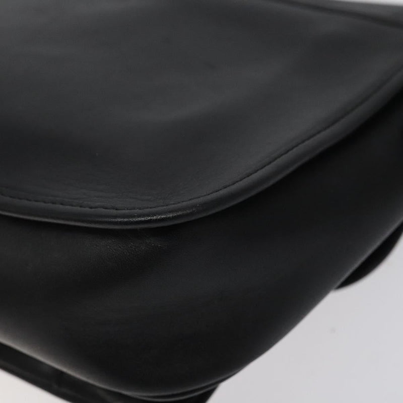 SAINT LAURENT Shoulder Bag Leather Black Auth bs24813