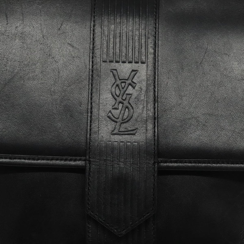 SAINT LAURENT Shoulder Bag Leather Black Auth bs24813
