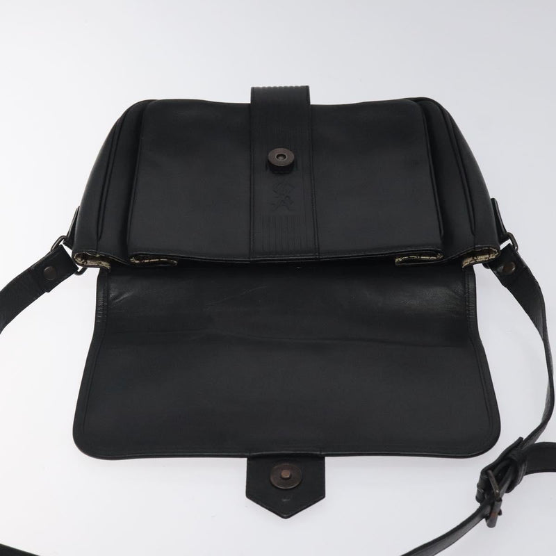 SAINT LAURENT Shoulder Bag Leather Black Auth bs24813