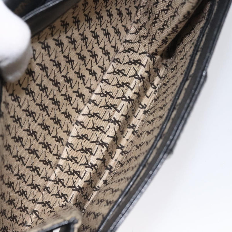 SAINT LAURENT Shoulder Bag Leather Black Auth bs24813