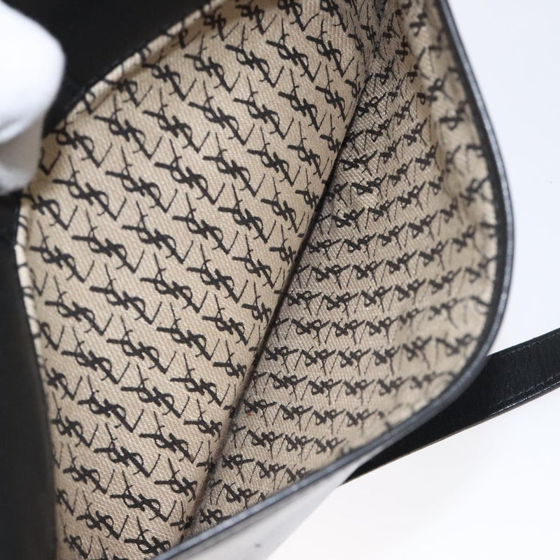 SAINT LAURENT Shoulder Bag Leather Black Auth bs24813