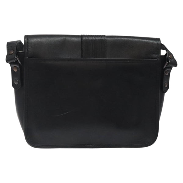 SAINT LAURENT Shoulder Bag Leather Black Auth bs24813
