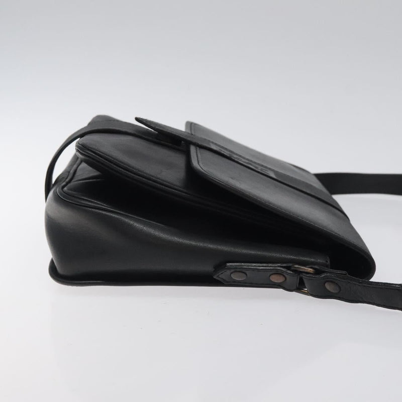 SAINT LAURENT Shoulder Bag Leather Black Auth bs24813