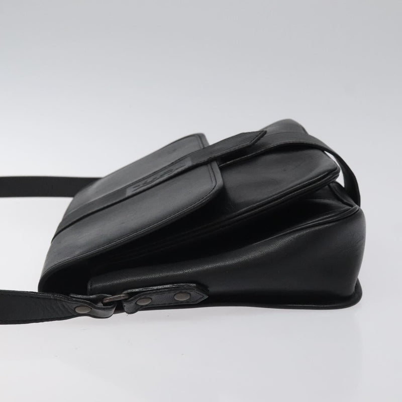 SAINT LAURENT Shoulder Bag Leather Black Auth bs24813