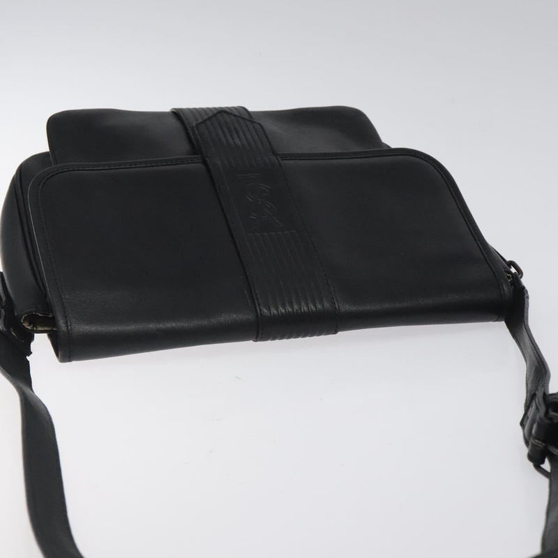 SAINT LAURENT Shoulder Bag Leather Black Auth bs24813