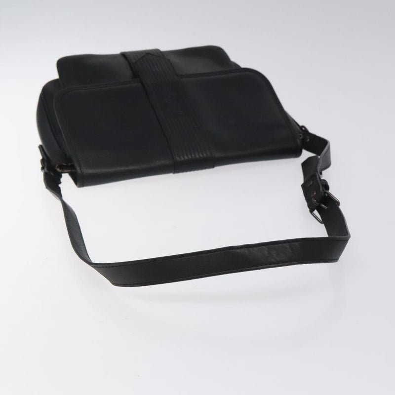 SAINT LAURENT Shoulder Bag Leather Black Auth bs24813
