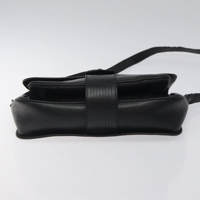 SAINT LAURENT Shoulder Bag Leather Black Auth bs24813