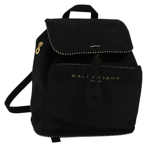 BALENCIAGA Backpack Suede Black Gold Auth bs24827