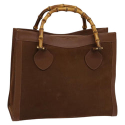 GUCCI Bamboo Hand Bag Suede Brown Gold 002 2615 0260 Auth bs24833
