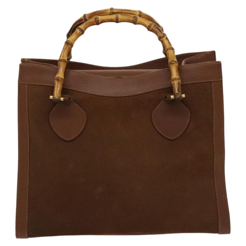 GUCCI Bamboo Hand Bag Suede Brown Gold 002 2615 0260 Auth bs24833