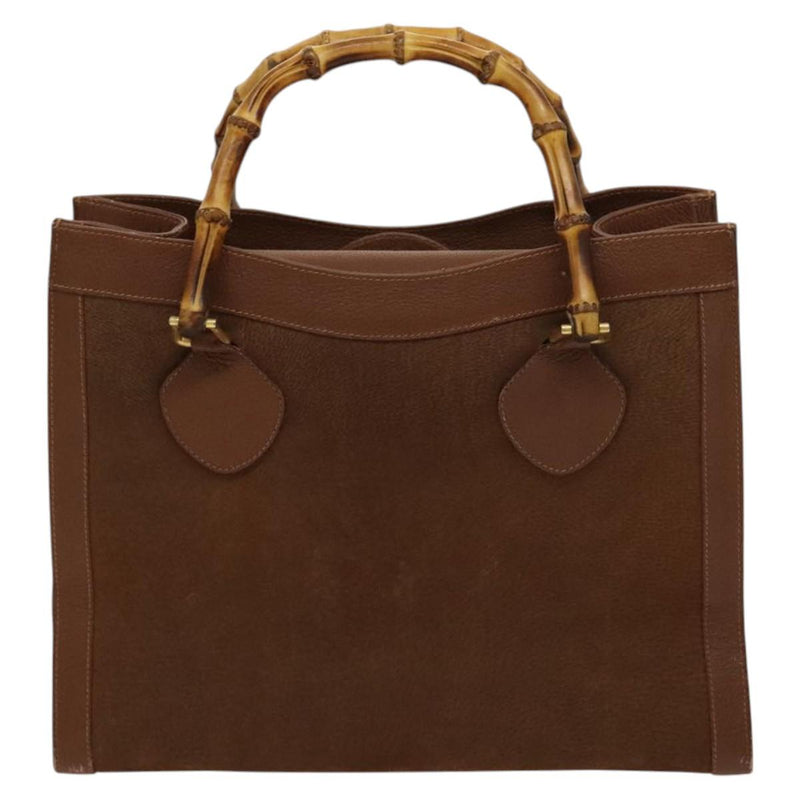 GUCCI Bamboo Hand Bag Suede Brown Gold 002 2615 0260 Auth bs24833