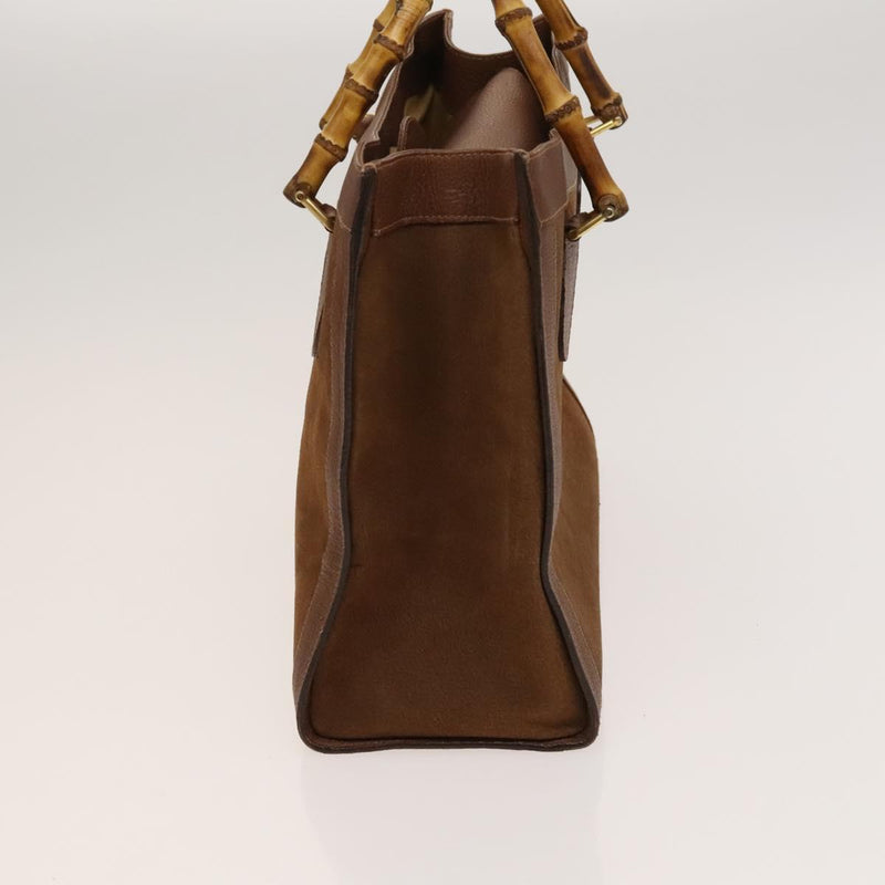 GUCCI Bamboo Hand Bag Suede Brown Gold 002 2615 0260 Auth bs24833