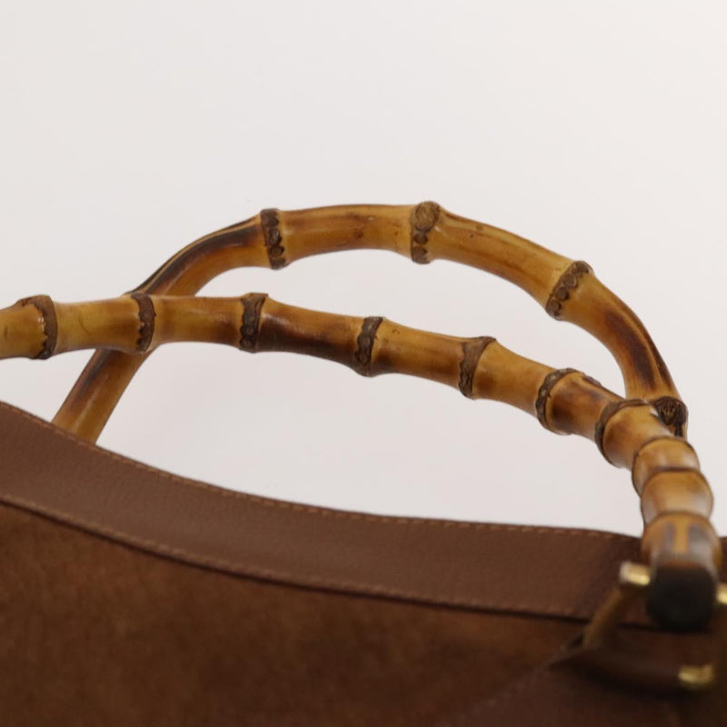 GUCCI Bamboo Hand Bag Suede Brown Gold 002 2615 0260 Auth bs24833