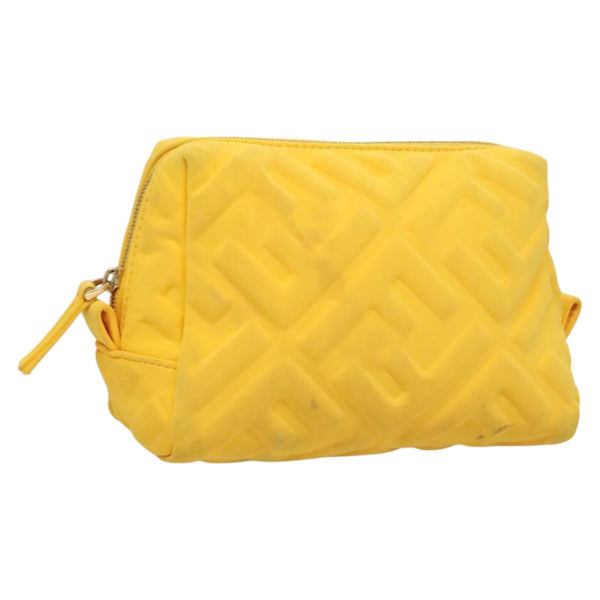 FENDI Pouch Nylon Yellow Gold Auth bs24840
