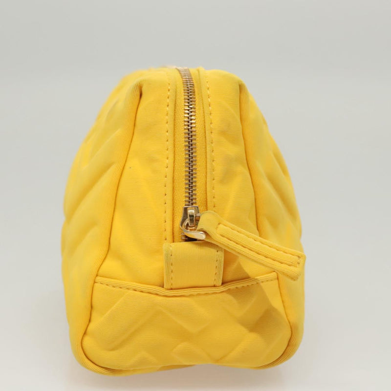 FENDI Pouch Nylon Yellow Gold Auth bs24840