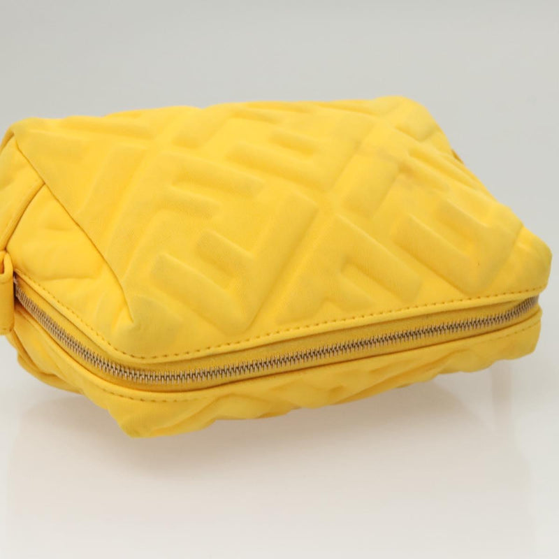 FENDI Pouch Nylon Yellow Gold Auth bs24840