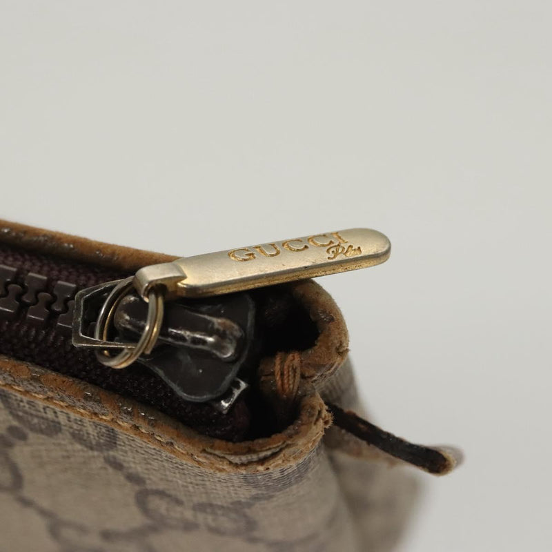 GUCCI GG Plus Supreme Clutch Bag PVC Leather Beige Gold Auth bs24854
