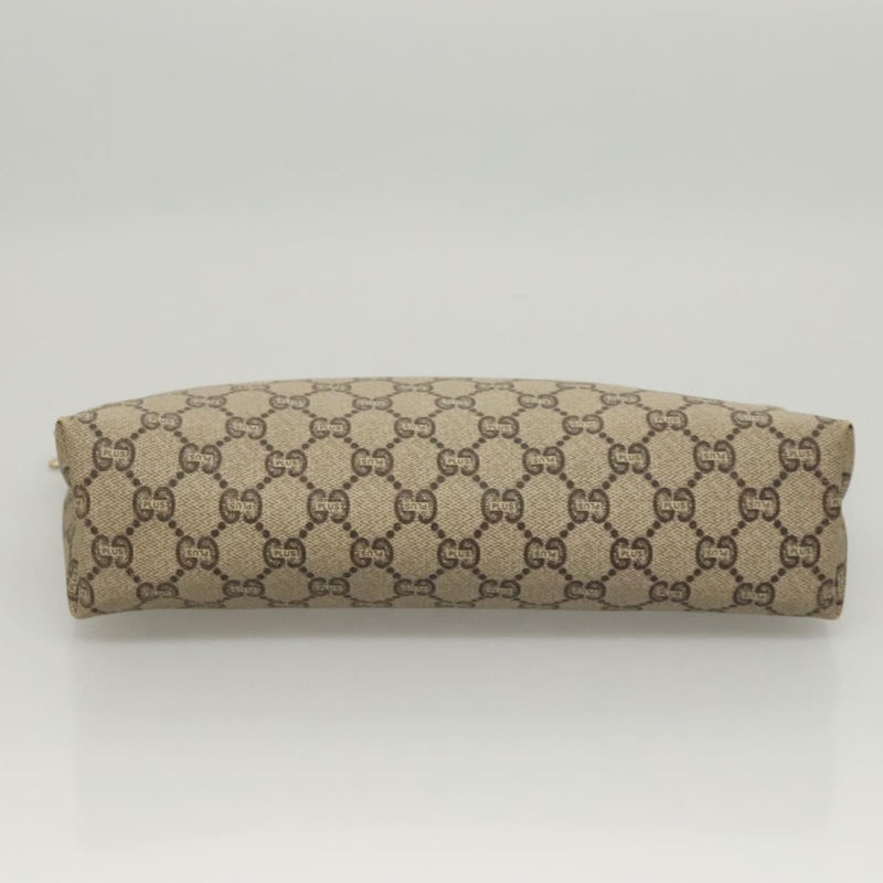 GUCCI GG Plus Supreme Clutch Bag PVC Leather Beige Gold Auth bs24854