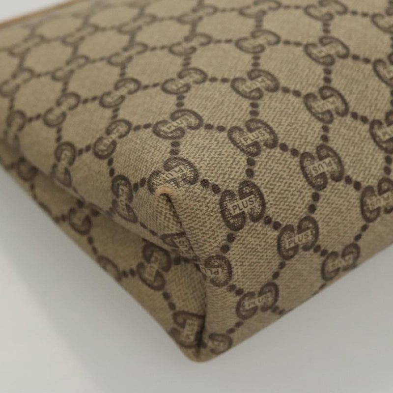 GUCCI GG Plus Supreme Clutch Bag PVC Leather Beige Gold Auth bs24854