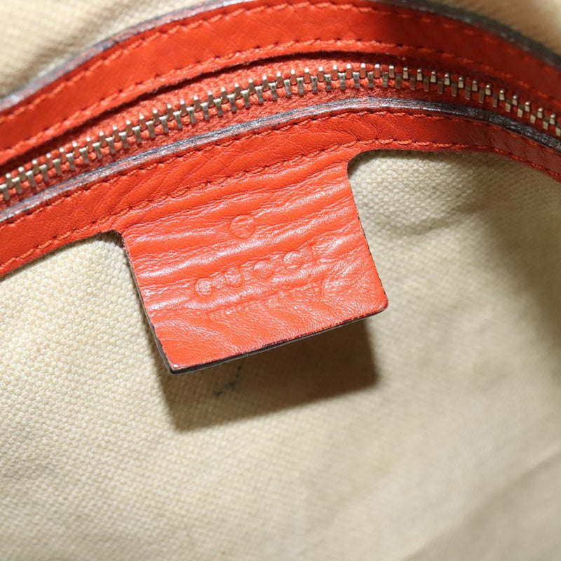 GUCCI GG Canvas Guccissima Shoulder Bag Leather Orange Gold 323673 Auth bs24856