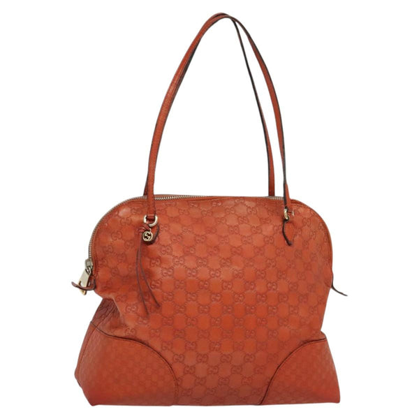 GUCCI GG Canvas Guccissima Shoulder Bag Leather Orange Gold 323673 Auth bs24856