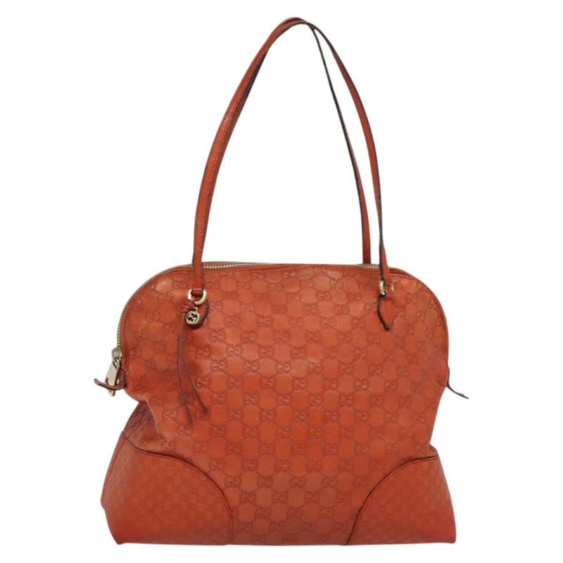 GUCCI GG Canvas Guccissima Shoulder Bag Leather Orange Gold 323673 Auth bs24856