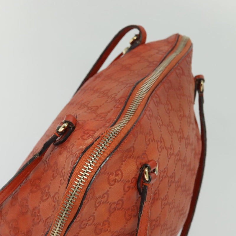 GUCCI GG Canvas Guccissima Shoulder Bag Leather Orange Gold 323673 Auth bs24856