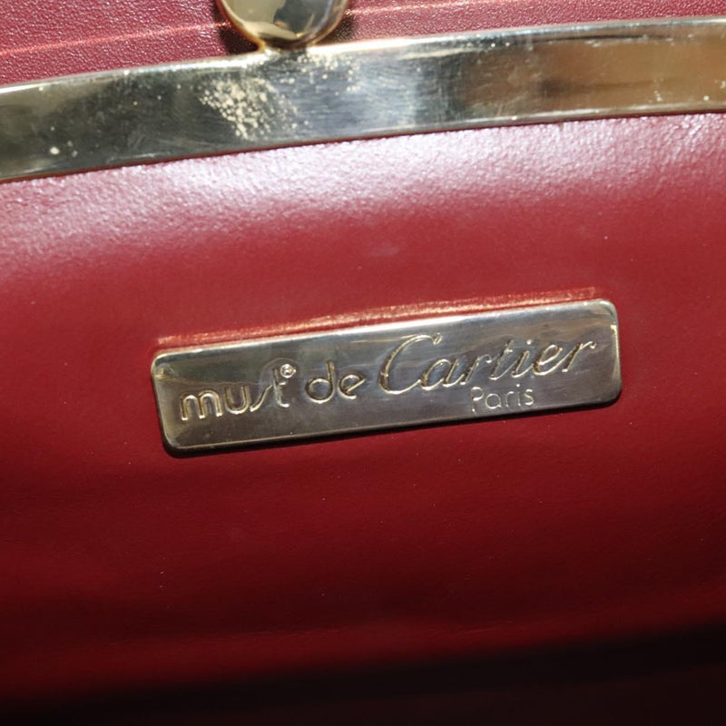 CARTIER Must Line Shoulder Bag Leather Bordeaux Gold Auth bs24866