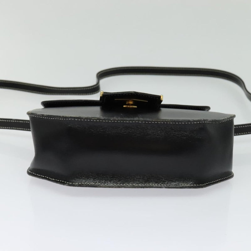 Christian Dior Hand Bag Leather 2way Black Gold Auth bs24872