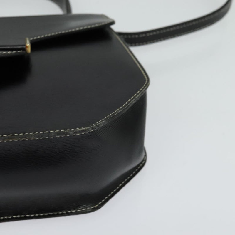 Christian Dior Hand Bag Leather 2way Black Gold Auth bs24872