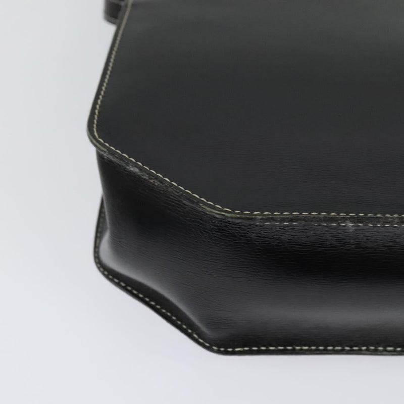 Christian Dior Hand Bag Leather 2way Black Gold Auth bs24872