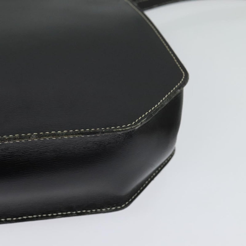 Christian Dior Hand Bag Leather 2way Black Gold Auth bs24872