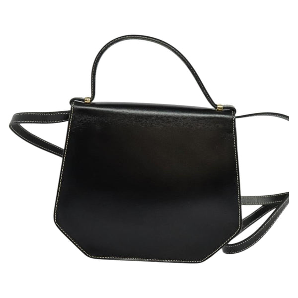 Christian Dior Hand Bag Leather 2way Black Gold Auth bs24872