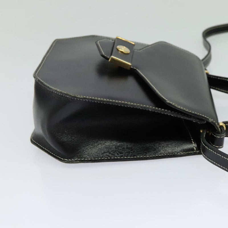 Christian Dior Hand Bag Leather 2way Black Gold Auth bs24872