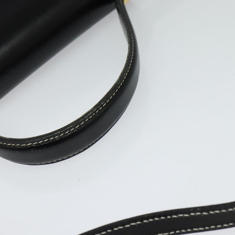 Christian Dior Hand Bag Leather 2way Black Gold Auth bs24872